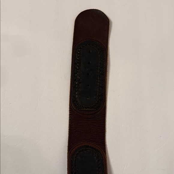 ALL SAINTS JACKS PLACE VINTAGE BELT WIDE BROWN LEATHER BRAID ACCENT SIZE L - Picture 10 of 13